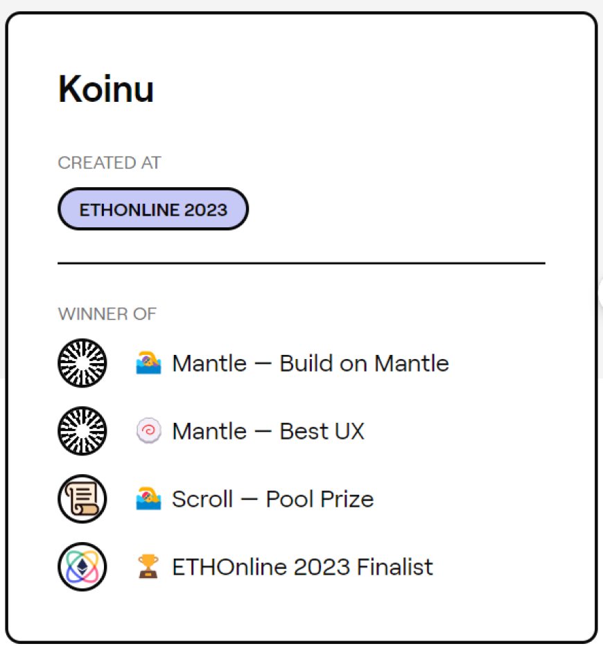 Mantle — Build on Mantle /Mantle — Best UX/ Scroll — Pool Prize /ETHOnline 2023 Finalist